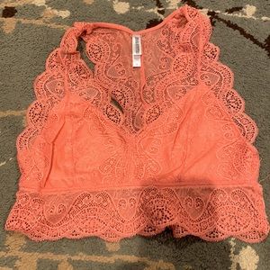 Lace bralette- coral color